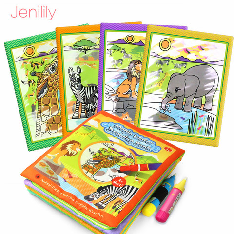 Coloring Magic Water Drawing Book with Pen Baby Educational Toy Animals Painting Writing Doodle Cloth Book Kids Drawing Board ► Photo 1/6
