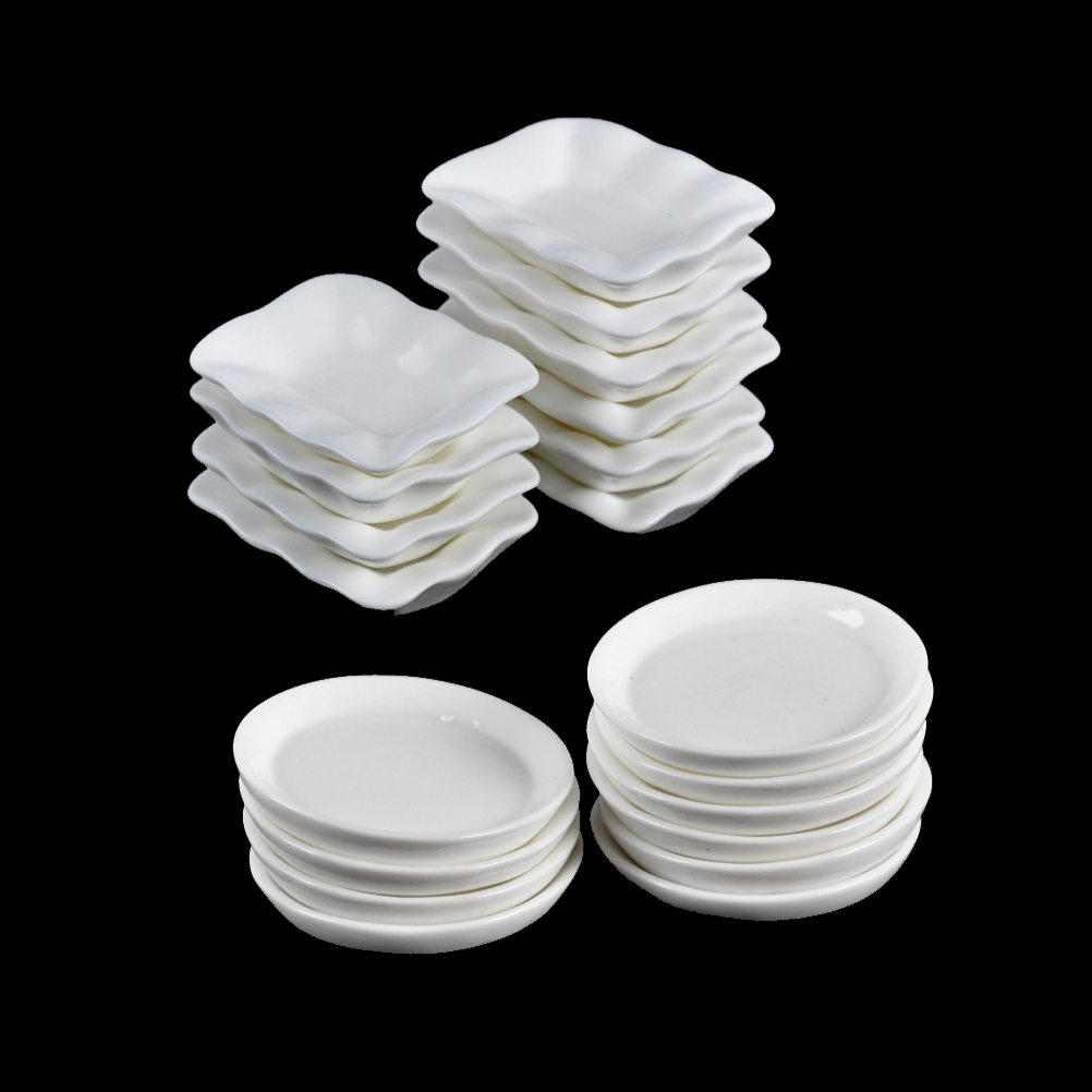 30 x 22 mm.White Round Plates Dollhouse Miniatures Supply Food Kitchenware 