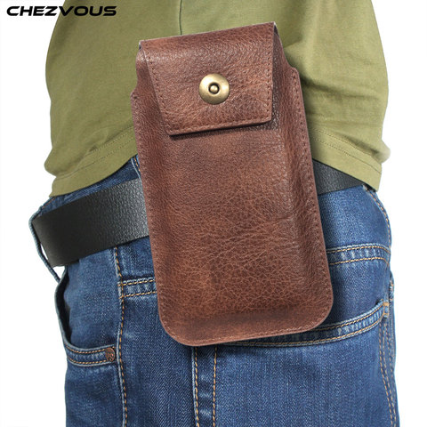 CHEZVOUS Holster Belt Phone Case 4.7 5.2 5.5 6.5 inch For iPhone Samsung Huawei Xiaomi Smart Phones Leather Ultra-thin Waist Bag ► Photo 1/6