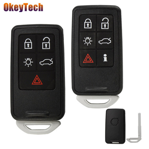 OkeyTech 5/6 Button Smart Car Key Shell Case Cove Fob For Volvo S60 V60 S80 XC70 XC60 V70 2008-2017 Car Accessories Insert Blade ► Photo 1/6