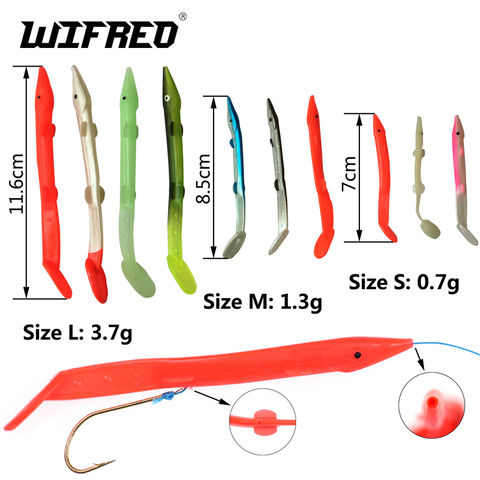 Wifreo 10pcs Multi-Color Soft Plastic Bait Fish Sabiki Rig Eel Lure Saltwater Fishing Lures Size 7cm 8.5cm 11.6cm ► Photo 1/6