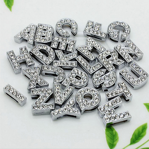 A-Z 8mm Full Rhinestones Pendants Slide Letters Fit For DIY Gift Charm Leather Name Wristband Bracelet Belt Necklace Jewelry ► Photo 1/6