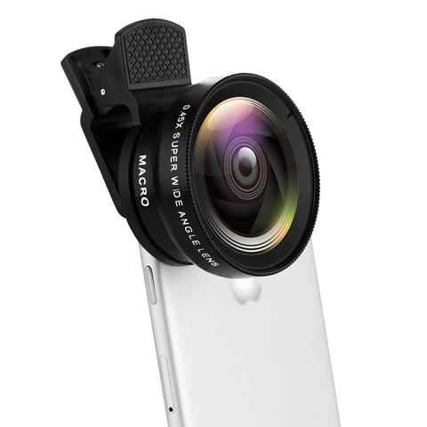 37mm Mobile Phone Lens 0.45x 49uv Super Wide-Angle + Macro Lens Universal  Clip