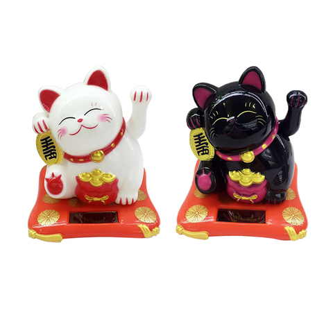 Solar Power Shaking Lucky Cat Doll, Maneki Neko Model, Car Ornament, Home Decor and Kids Gift ► Photo 1/6