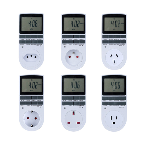 Electronic Digital Timer Switch 24 Hour Cyclic EU UK AU US FR BR Plug Kitchen Timer Outlet Programmable Timing Socket 220V ► Photo 1/6