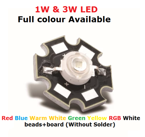 10pair 1W 3W High power LED Lamps warm white 30mil 45mil Chips high light lights Red Blue Green Yellow  10pcs beads +10PCS board ► Photo 1/2