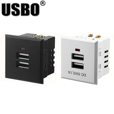 Supply Black White Card-type dual USB power socket embedded USB (5V 2.1A) desktop socket DC charging power socket module ► Photo 1/1