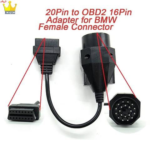 OBD Adapter for BMW 20pin to OBD2 16PIN Female Connector e36 e39 X5 Z3 obd2 cable for BMW 20 pin connector Fast shipping ► Photo 1/6
