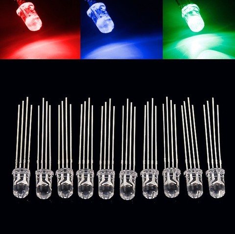 50PCS 5mm full-color LED RGB red/green/blue Common Cathode/Anode Four feet transparent highlight color light 5mm diode colorful ► Photo 1/1
