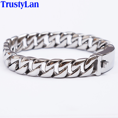 TrustyLan Fashion New Link Chain Stainless Steel Bracelet Men Heavy 12MM Wide Mens Bracelets 2022 Bicycle Chain Wristband ► Photo 1/6