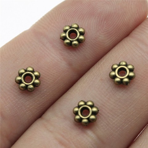 WYSIWYG 50pcs 5x5mm Vintage Spacer Beads For Jewelry Making Antique Bronze Color Small Spacer Bead Pendants Charm Spacer Bead ► Photo 1/5
