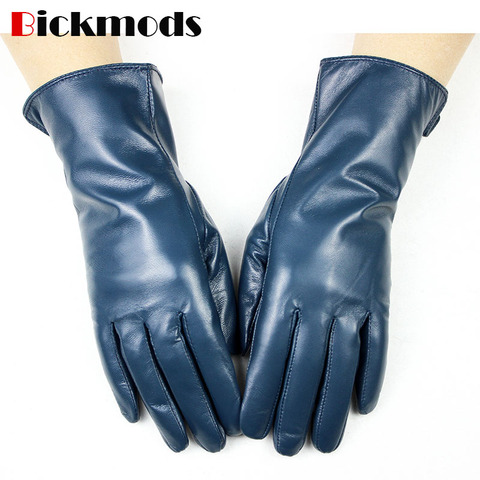 The new women's leather sheepskin gloves A variety of colors straight style wool lining spring and autumn warm mittens ► Photo 1/6