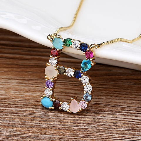 New Arrival Hot Sale Personal Name Letter Necklace Rainbow CZ Initials Alphabet Women Girls Gorgeous Family Jewelry Gift ► Photo 1/6