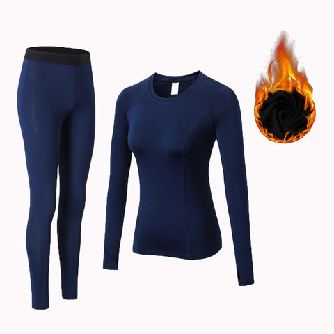 Winter Thermal Underwear Women Quick Dry Anti-microbial Stretch Plus velvet Thermo Underwear Sets Female Warm Long Johns ► Photo 1/6