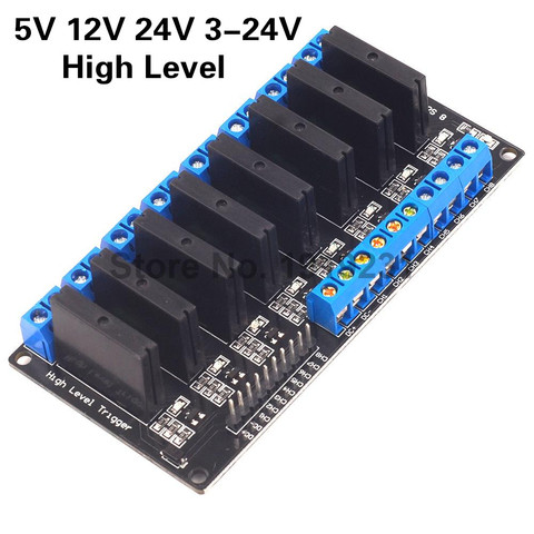 5V 12V 24V 3-24V 8 Channel Solid State Relay Module High Level Trigger DC-AC/DC-DC  250V 2A Output with Resistive Fuse ► Photo 1/3