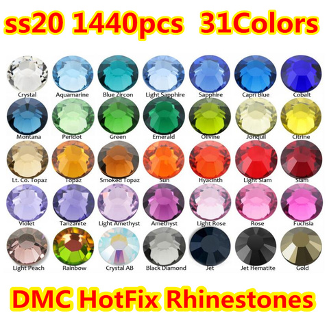 1440pcs/bag SS20(4.8~5.0mm) 40 Colors DMC Flatback Crystals Hot Fix Rhinestones, Glass Strass Sewing & Fabric Garment Rhinestone ► Photo 1/6