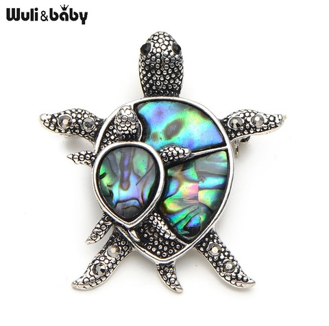 Natural Shell Turtle Brooches For Women And Men Alloy Couple Turtle Animal Brooch Pins For Suits Sweater Dress Hat Scarf Pins ► Photo 1/5