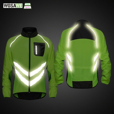 WOSAWE High visibility Cycling Men's Windbreaker Waterproof Light Weight Safety Cycling Jacket Raincoat Mountain Bike Clothing ► Photo 1/6