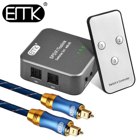 EMK Optical Audio Switch SPDIF Toslink Switch IR Remote 3 input 1 output Optical switcher toslink selector Box 3 way for DVD ps4 ► Photo 1/6