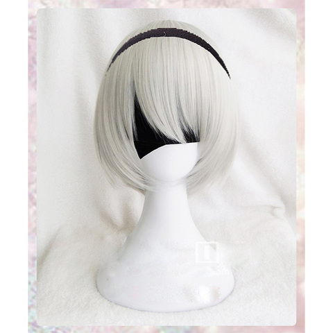 High Quality YoRHa No.2 Type B 2BYoRH 2A 9S 2B Cosplay Wig NieR:Automata Costume Play Wigs + Wig Cap + Headband + Eyepatch ► Photo 1/5