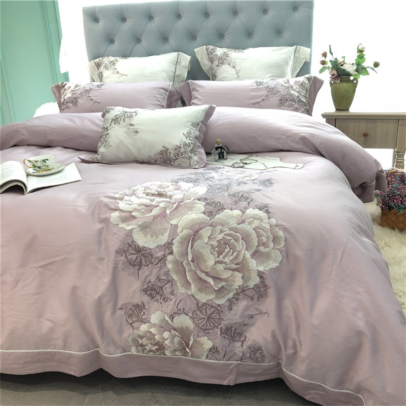 Luxury Egyptian Cotton Classical Bedding Set Embroidery  Bed Sheet  Pillowcase 