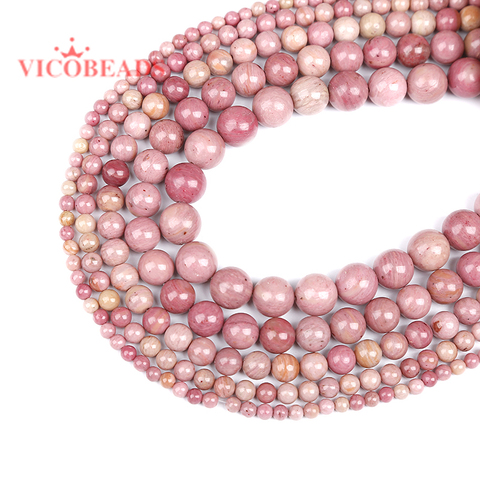 Natural Stone red Rhodonite Round Loose Beads 4 6 8 10 12MM Fit DIY Charms Bracelet Earring Bead For Jewelry Making ► Photo 1/2