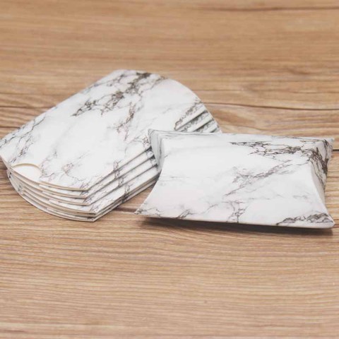 20pc/lot new arrival marble backgroundpackage pillow box paper DIY Thank You Jewelry Wedding Party Candy pillow Packaging bag ► Photo 1/6