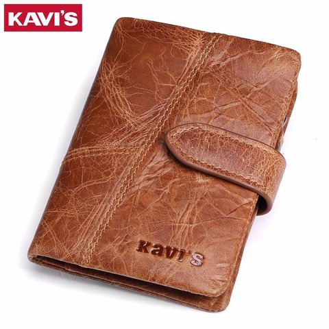KAVIS New Arrival Crazy Horse Leather Wallet Men Male Coin Purse Genuine Leather with PORTFOL Small Walet Portomonee and Rfid ► Photo 1/6