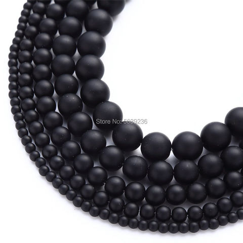 Bulk Wholesale Dull Polished Matte Black Glass Beads Natural Stone Loose Beads for Jewelry Making 4 6 8 10 12mm ► Photo 1/6