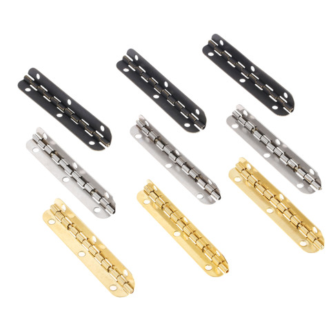 DRELD 4Pcs Cabinet Door Luggage Hinges 6 Holes Jewelry Wood Boxes Hinge Furniture Decoration W/Screws Gold/Silver/Bronze 65*15mm ► Photo 1/6