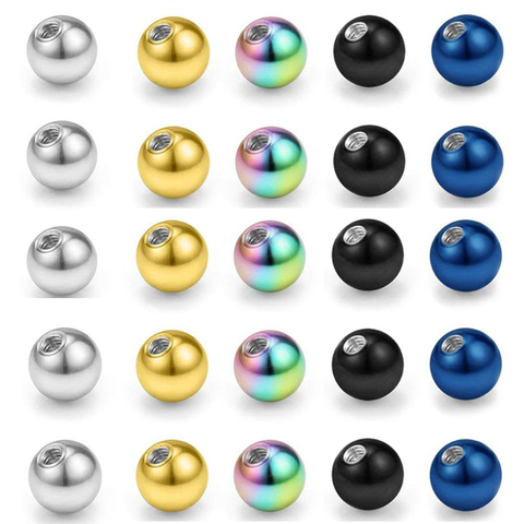 10 Pieces Mix Colors Stainless Steel Replacement Balls Bead Lip Eyebrow Tongue Ear Tragus Belly Body Piercing Jewelry 14g/16g ► Photo 1/4