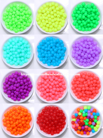 Free Shipping Shining Fluorescence Acrylic Round Spacer Beads 6 8 10 MM Pick Colour For Jewelry Making ► Photo 1/1