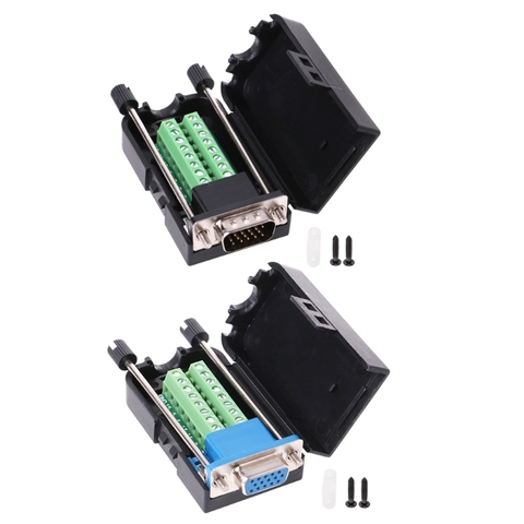D-SUB DB15 VGA Male Female 3 Rows 15 Pin Plug Breakout Terminals Screw Type DIY Connector ► Photo 1/6