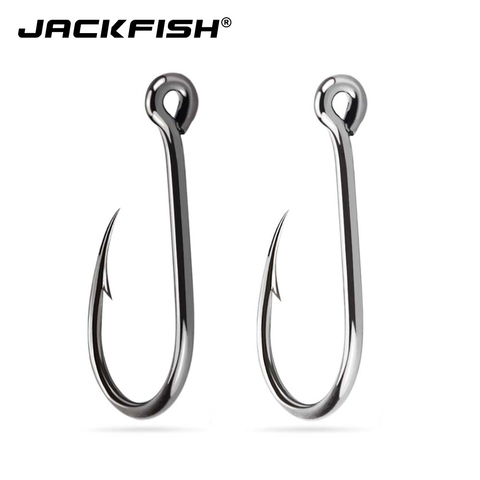 JACKFISH mixed size 100Pcs High Carbon Steel Fishing Hooks Set in Fly Fishhooks Jig Barbed With Hole For Fishing Accessories ► Photo 1/6