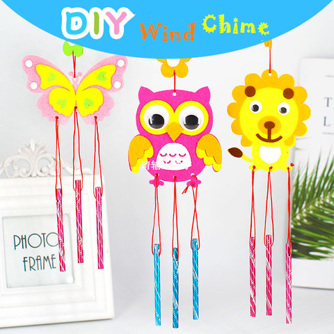 2PCS/set Children DIY Wind Chime Handmade Wind Bell Kid DIY Puzzle Toy Kids Manual Craft Toy Cartoon Non-woven Fabric Wind Chime ► Photo 1/5