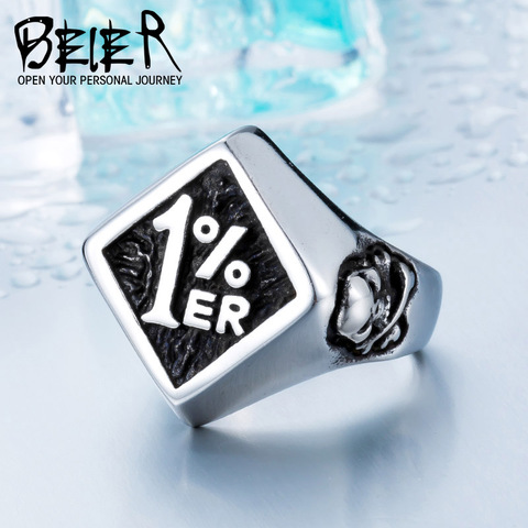 BEIER Fashion Biker One Pencenter 316L Stainless Steel 1% Ring For Man Motorcycle Punk Jewelry free shipping  BR8-243 ► Photo 1/6