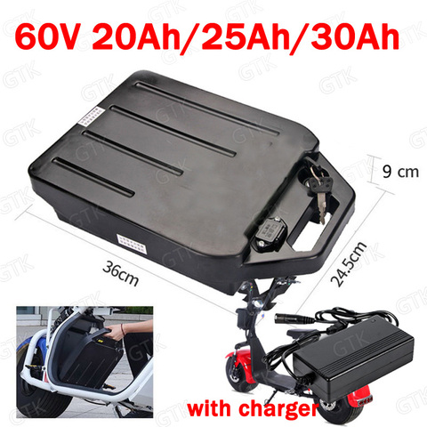GTK waterproof 60V 200Ah Lithium ion battery 60v 30Ah 25Ah for 1500W 2000W motor bike citycoco X7 X8 X9 scooter + 3A charger ► Photo 1/1