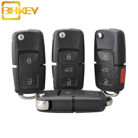 BHKEY Folding Remote Car Key Case Shell For Vw VOLKSWAGEN MK4 Seat Altea Alhambra Ibiza For Seat For Skoda 2/3/4Button No Blade ► Photo 1/3