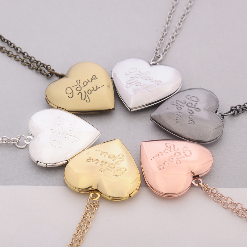 Vintage Love Heart Pendant DIY Secret Message Locket Necklace Openable Hollow