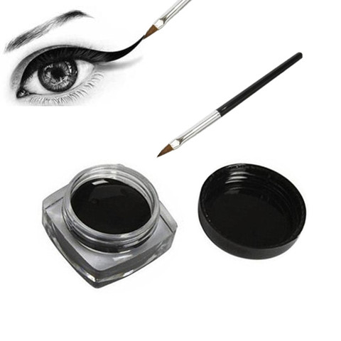 Black Waterproof Eyeliner cream Make Up Beauty Comestics Long-lasting Eye Liner gel Makeup Tools for eyeshadow with brush ► Photo 1/6