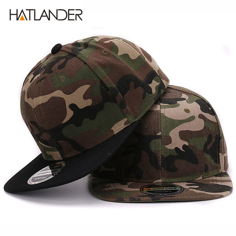 HATLANDER Camouflage snapback polyester cap blank flat camo baseball cap with no embroidery mens cap and hat for men and women ► Photo 1/6