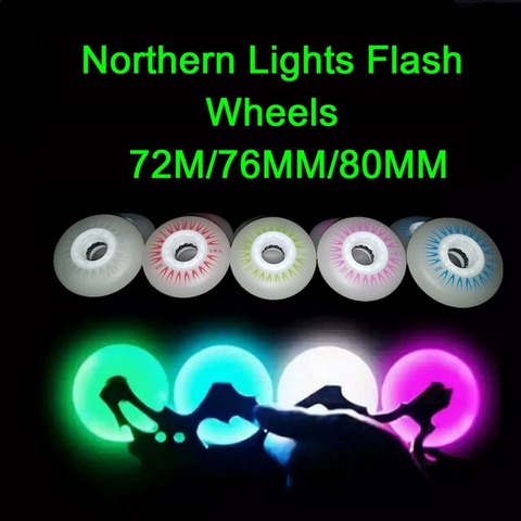 SzBlaZe 4 Pcs 90A 72/76/80mm Led Bright Flash Skate Wheels PU Inline Roller Skates Rodas For Wave Board Caster Board Street Surf ► Photo 1/6