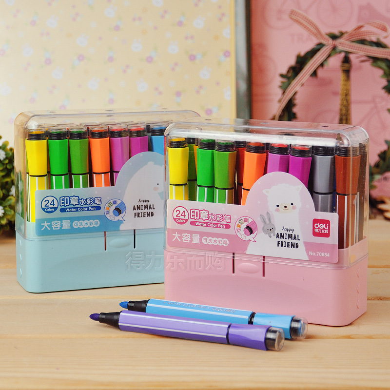 Deli Watercolor Pen 100 Color Set Children Washable Color Pen