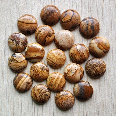 Wholesale 20pcs/lot fashion high quality natural picture stone round cabochon 20mm beads for jewelry making free shipping ► Photo 1/2