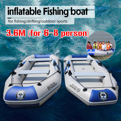 3.6M inflatables kayak fishing boat rowing inflatable surfing 6-8person boat pvc boat wear-resistant for fishing rubber boating ► Photo 1/6