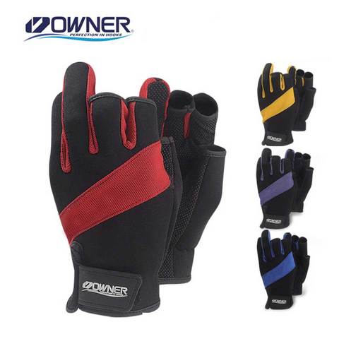 Owner Anti-slip Fishing Gloves cut three figner High-quality fabrics Comfort Fishing fingerless gloves ► Photo 1/2