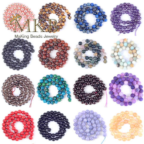 Free Shipping Natural Round Tiger Eye Amazonite Garnet Howlite Turquoises Quartz Stone Beads For Jewelry Making Pick 30color ► Photo 1/6
