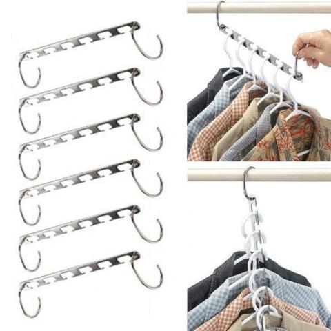 1pcs 37cm Multifunctional Space Saving Metal Hangers with Magic Hook 6 Hole Clothing Wardrobe Organize Hanger Holder ► Photo 1/6