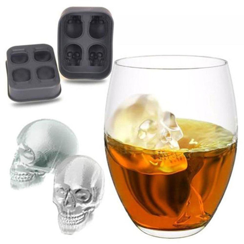 6 Cavity Large Skull Ice Cube Tray Pudding Mold 3D Silicone Mold DIY ICE MAKER 