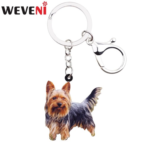 WEVENI Acrylic Winking Yorkshire Terrier Dog Key Chains Animal Keyrings For Women Girl Ladies Holder Car Key Charms Kids Gift ► Photo 1/6